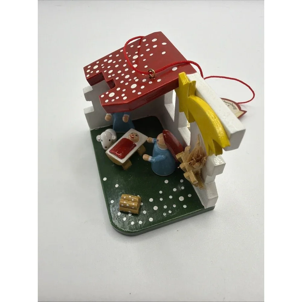 ROTHENBURG KATHE WOHLFAHRT HANDMADE WOODEN GERMAN Nativity CHRISTMAS ORNAMENT